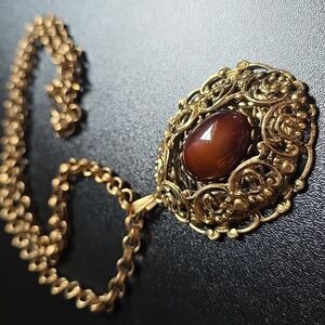 Large Filigree Ornate Pendant Necklace